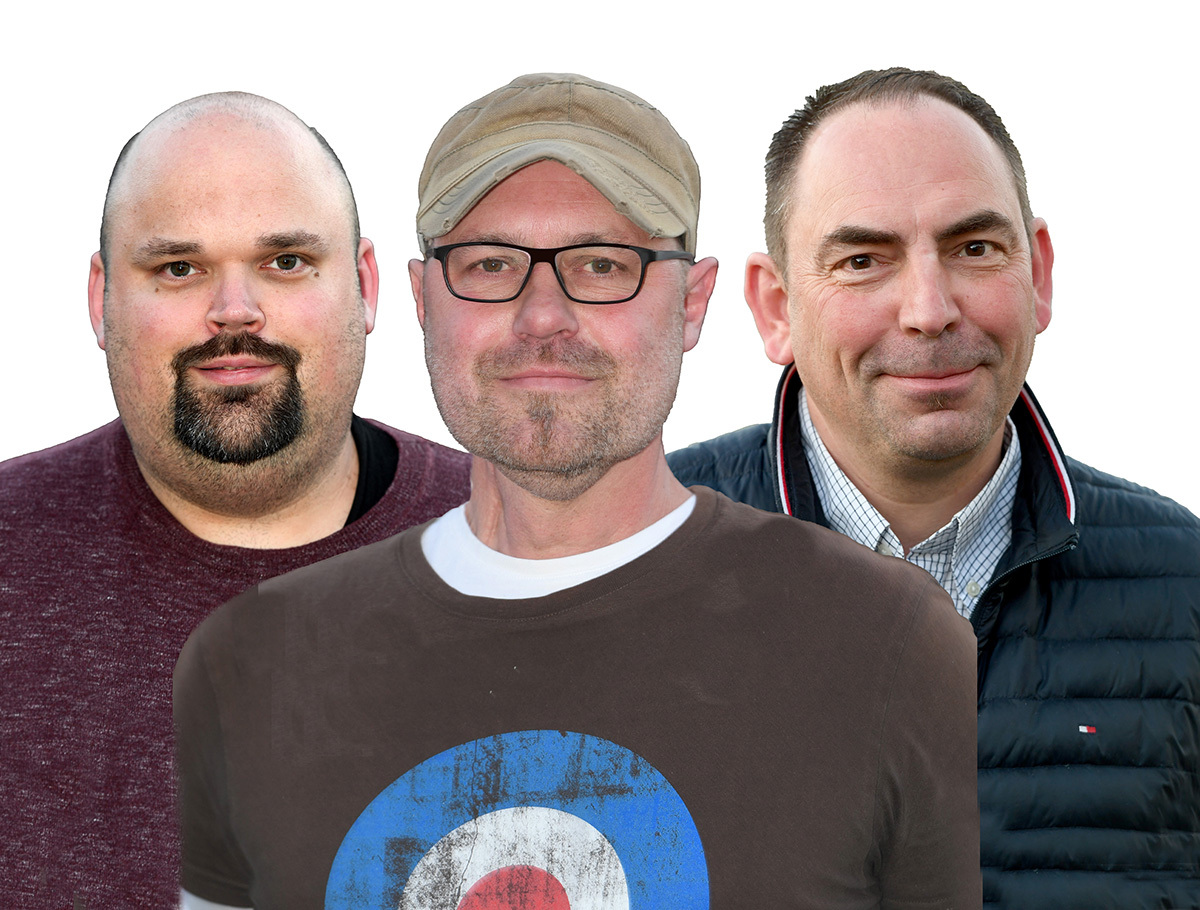 Seit Anfang des Jahres arbeitet dieses Trio bereits an der Neuausrichtung der Fußball-Abteilung. Jetzt wählte die Mitgliederversammlung der Fußballabteilung einstimmig Ingo Börger (Mitte) zum 1. Vorsitzenden, Marc Dittloff (l.) zum Geschäftsführer und André Kracker zum Sportlichen Leiter. Zum Vorstand der Fußballabteilung gehört außerdem Jugendleiter Thomas Sitarek als Beisitzer.  Montage: MSW 